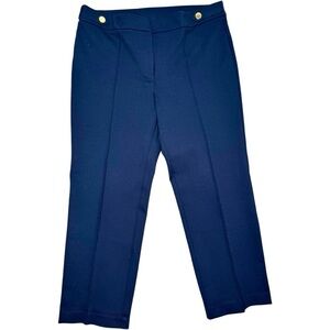 Anne Klein Navy Blue Straight-Leg Dress Pants